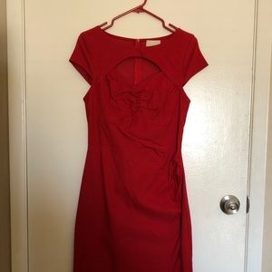 Red Midi Holiday Keyhole dress
